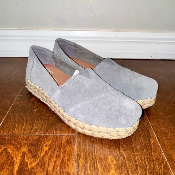 Toms Shoes - Toms Light Gray Suede Alpargata Platform Espadrilles